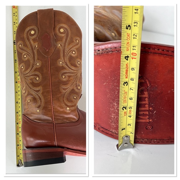 Ferrini Square Toe Cowboy Boots Men’s Size 10 Cowhide Leather Brown Embroidered - Picture 12 of 15